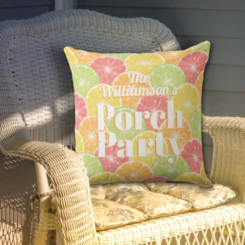Citrus Slices Porch Party Outdoor Pillow