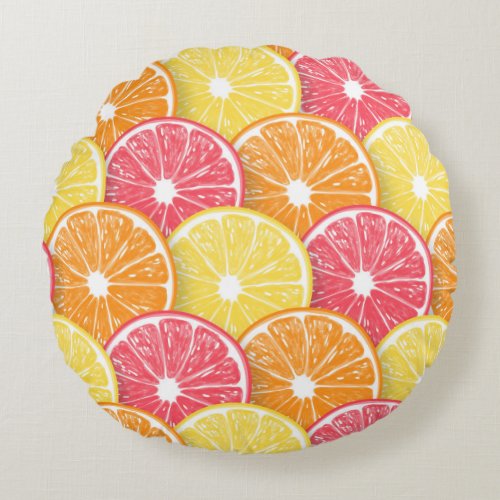 Citrus slices round pillow