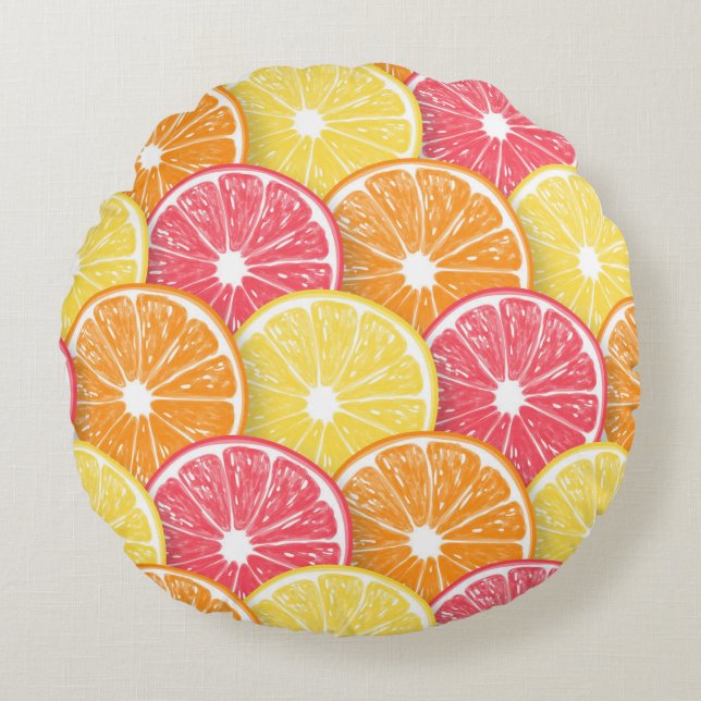 Citrus slices round pillow (Front)