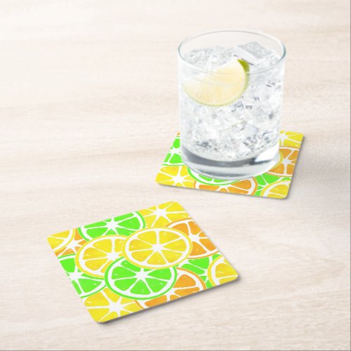 Citrus Slices Square Paper Coaster