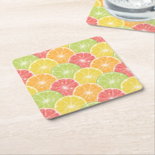 Citrus Slices Square Paper Coaster