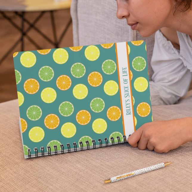 Citrus Slices Teal Blue Personalized Notebook (Creator Uploaded)
