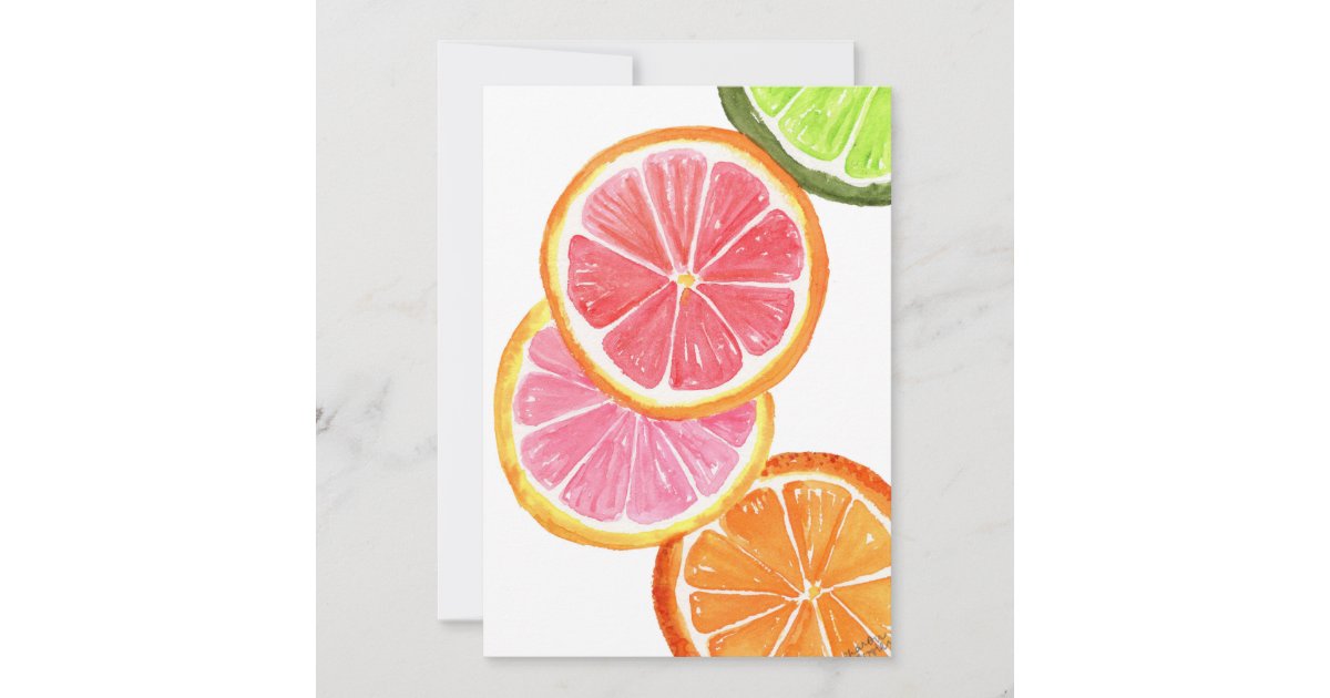Citrus Slices Watercolor Invitation | Zazzle