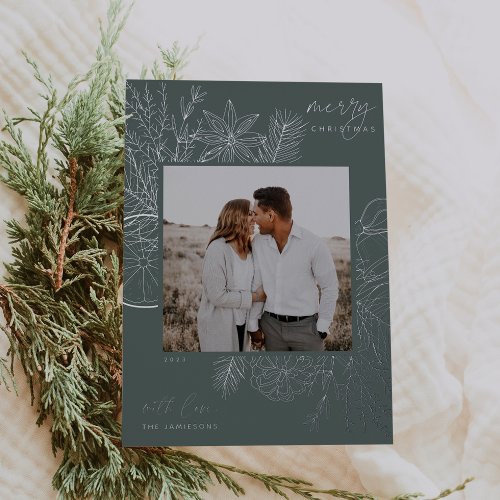 Citrus  Spice  Christmas Photo Silver Foil Holiday Card