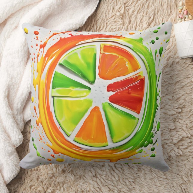 Citrus Splash Design Throw Pillow (Blanket)