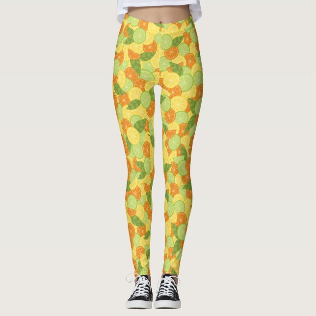 Citrus Splash Illustration Leggings (Front)