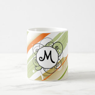 Citrus Splash Modern-Retro Stripes with Monogram Coffee Mug