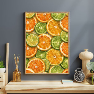 Citrus Splash   Orange, Lemon & Lime Watercolor Poster
