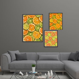 Citrus Splash Orange, Lemon & Lime Watercolor Wall Art Sets