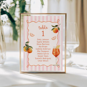 Citrus Spritz Pink Stripes Table Number Card