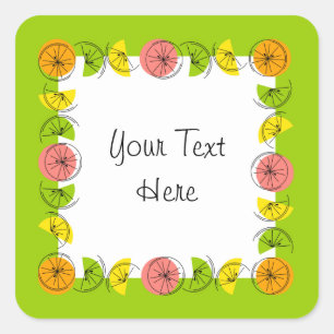 Citrus Square Green Text sticker square
