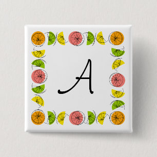 Citrus Square Monogram button square