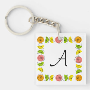 Citrus Square Monogram square double-sided Keychain