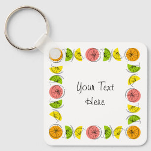 Citrus Square Text aluminum double-sided Keychain