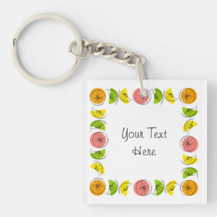 Citrus Square Text square double-sided Keychain