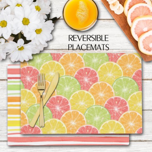 Citrus Stripes and Fruit Slices Placemat