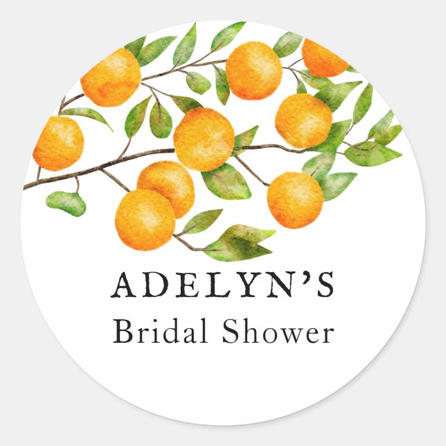 Citrus Summer Bridal Shower Favor Classic Round Sticker (Front)