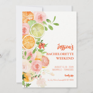 Citrus Summer Floral Bachelorette weekend Invitation
