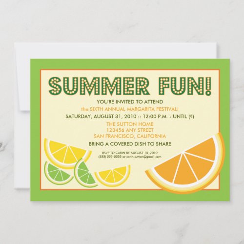 Citrus Summer Fun Cookout Invitation green