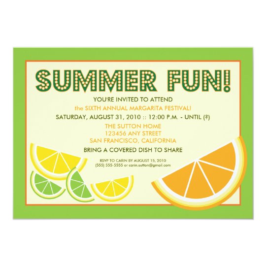 citrus summer fun cookout invitation green zazzle com