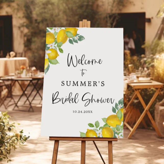 Citrus Summer Lemon Bridal Shower Welcome Sign | Zazzle