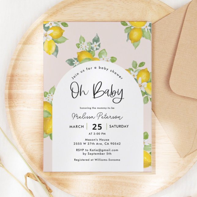 Citrus Summer Lemon Theme Baby Shower Invitation (Creator Uploaded)