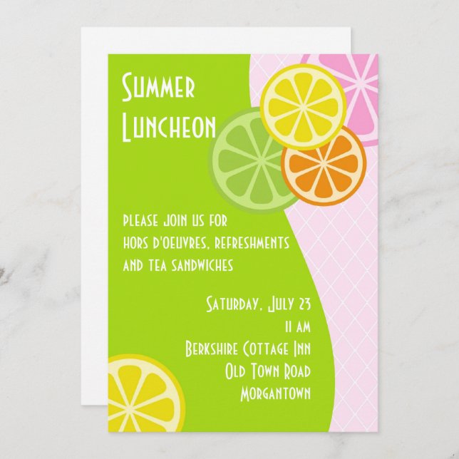 Citrus Summer Luncheon Invitation (Front/Back)