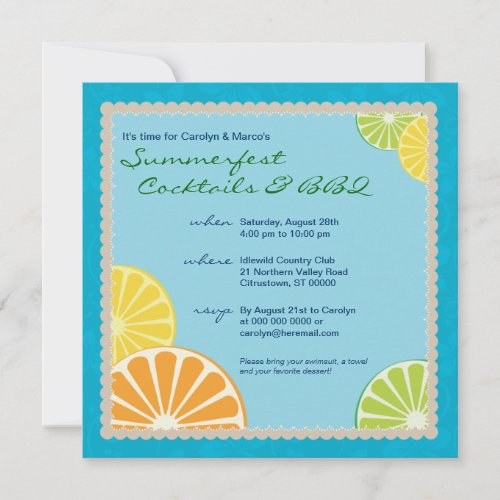Citrus Summer Party Personalized Announcement