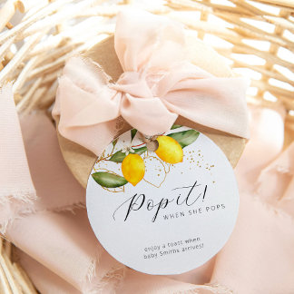 Citrus Summer Watercolor Baby Shower Pop It Favor Tags