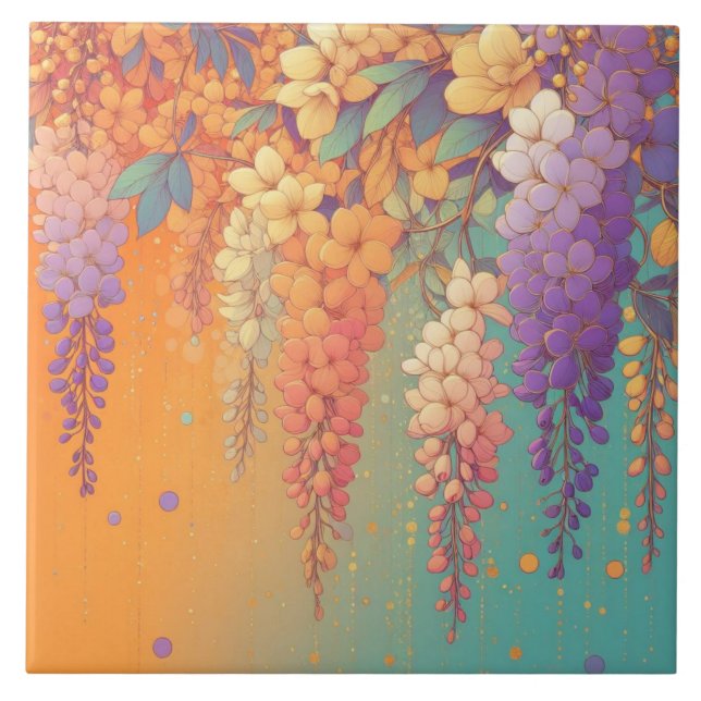 Citrus Sunset Wisteria Ceramic Tile (Front)