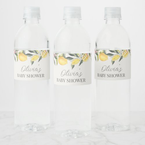 Citrus theme baby shower water bottle label