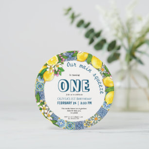 Citrus theme girl 1st birthday invitation