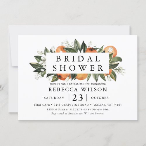 Citrus Theme Rustic Bridal Shower Invitation