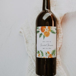 Citrus Themed Bridal Shower Wine Label
