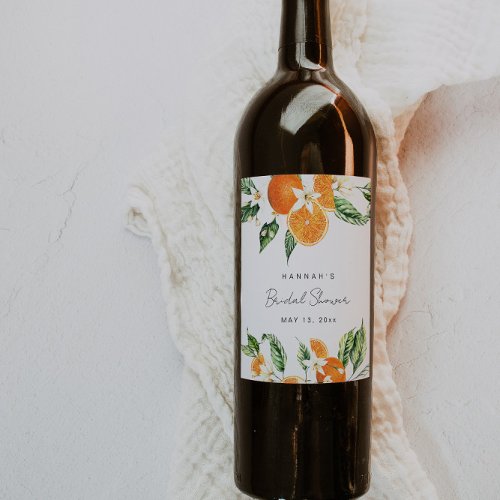 Citrus Themed Bridal Shower  Wine Label