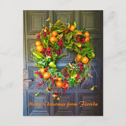 Citrus Themed Holiday Wreath Bok Gardens Florida Postcard