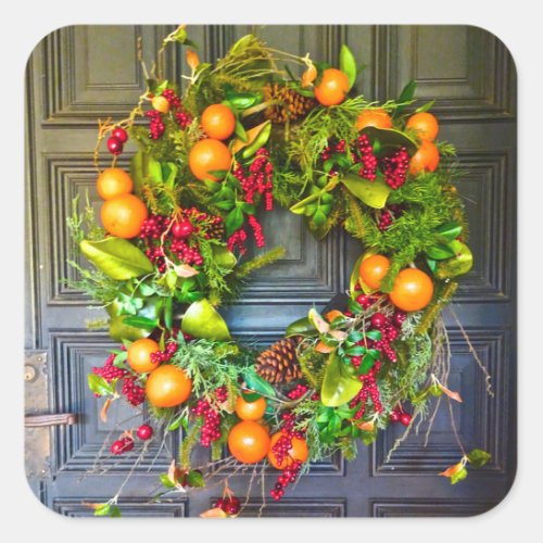 Citrus Themed Holiday Wreath Bok Gardens Florida Square Sticker
