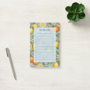 Citrus To-Do List Watercolor Botanical Memo Pad Post-it Notes