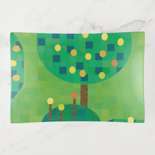 Citrus trees modern pixel art trinket tray