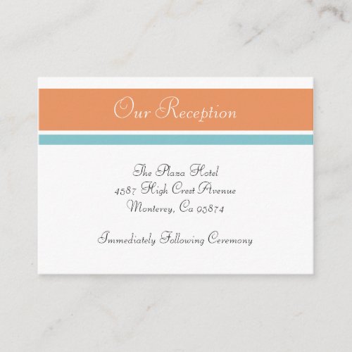 Citrus Tropical Spa Wedding Reception Insert Cards Business Card Template