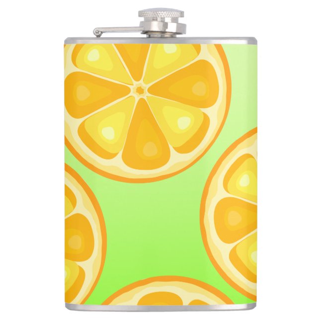 Citrus TROPICAL SUMMER FRUIT Orange lemons Slice Flask (Front)
