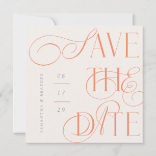Citrus Twist Modern Calligraphy Save The Date Card
