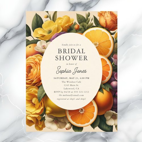 Citrus Vibrant Bloom Cottagecore Bridal Shower Postcard