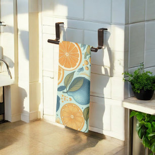 Citrus Vibrant Lemon & Orange Watercolor Floral  Kitchen Towel