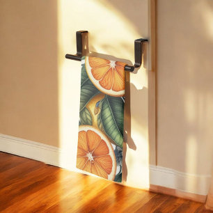 Citrus Vibrant Lemon & Orange Watercolor Floral  Kitchen Towel