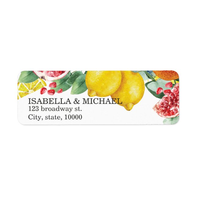 Citrus Watercolor Botanical Wedding Address Label (Front)