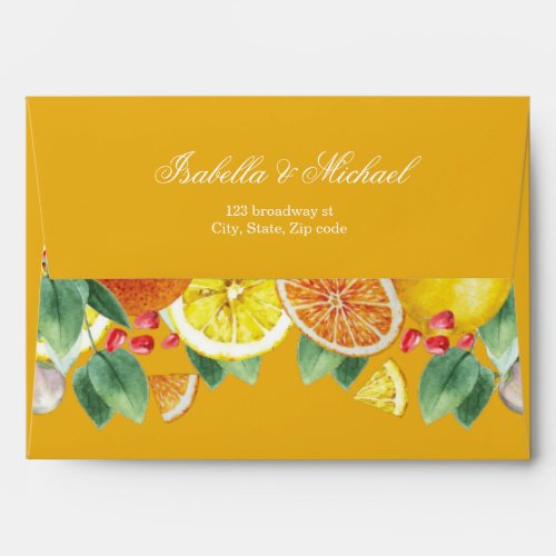 Citrus Watercolor Botanical Wedding Envelope