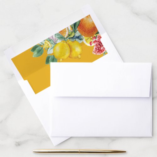 Citrus Watercolor Botanical Wedding Envelope Liner