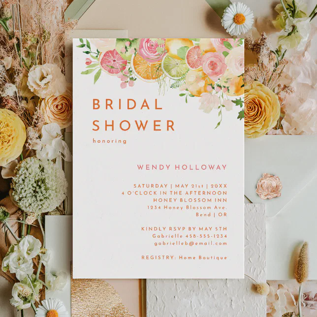 Citrus Watercolor Bridal Shower Invitation Zazzle Citrus watercolor bridal shower invitation zazzle