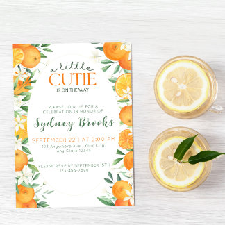 Citrus Watercolor Cutie On the Way Baby Shower Invitation